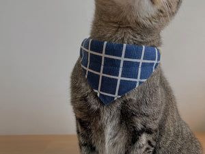 Table Blue Grid Bandana Cat Collar