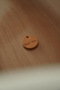Engraved Leather Cat ID Tag Circle